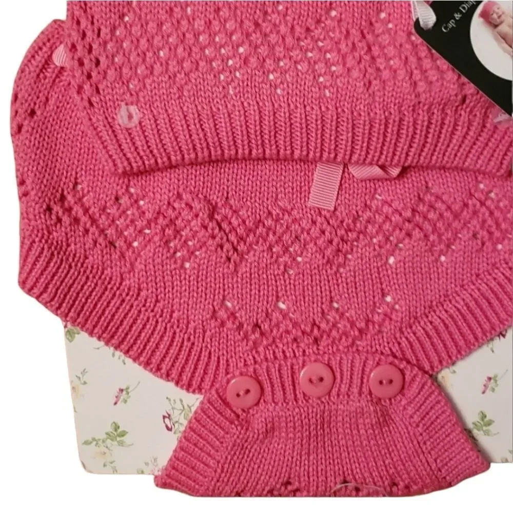 NWT Laura Ashley Baby Knit Cap & Diaper Cover